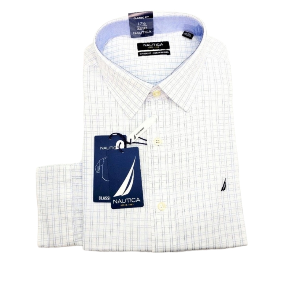 Nautica Shirt - Long Sleeve - Classic Fit - Ocean Washed - Size 17 1/2 32/33 NWT
